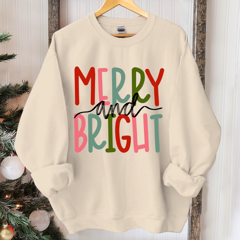 Merry and Bright Sweatshirt, Christmas Sweatshirt, Family Christmas Sweatshirt, Christmas Sweatshirts for Women, Merry Christmas Sweatshirt