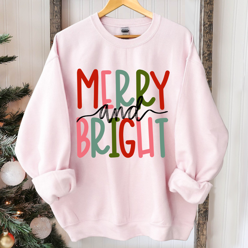 Merry and Bright Sweatshirt, Christmas Sweatshirt, Family Christmas Sweatshirt, Christmas Sweatshirts for Women, Merry Christmas Sweatshirt