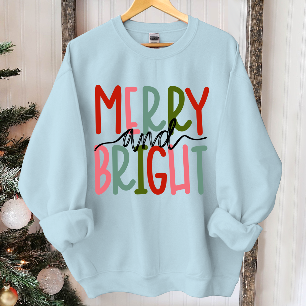 Merry and Bright Sweatshirt, Christmas Sweatshirt, Family Christmas Sweatshirt, Christmas Sweatshirts for Women, Merry Christmas Sweatshirt