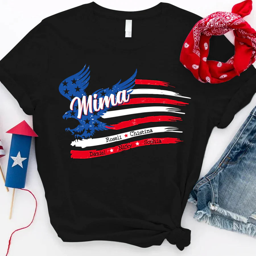 Mima With Grandkids Names 4th Of July CTL94 T-Shirt