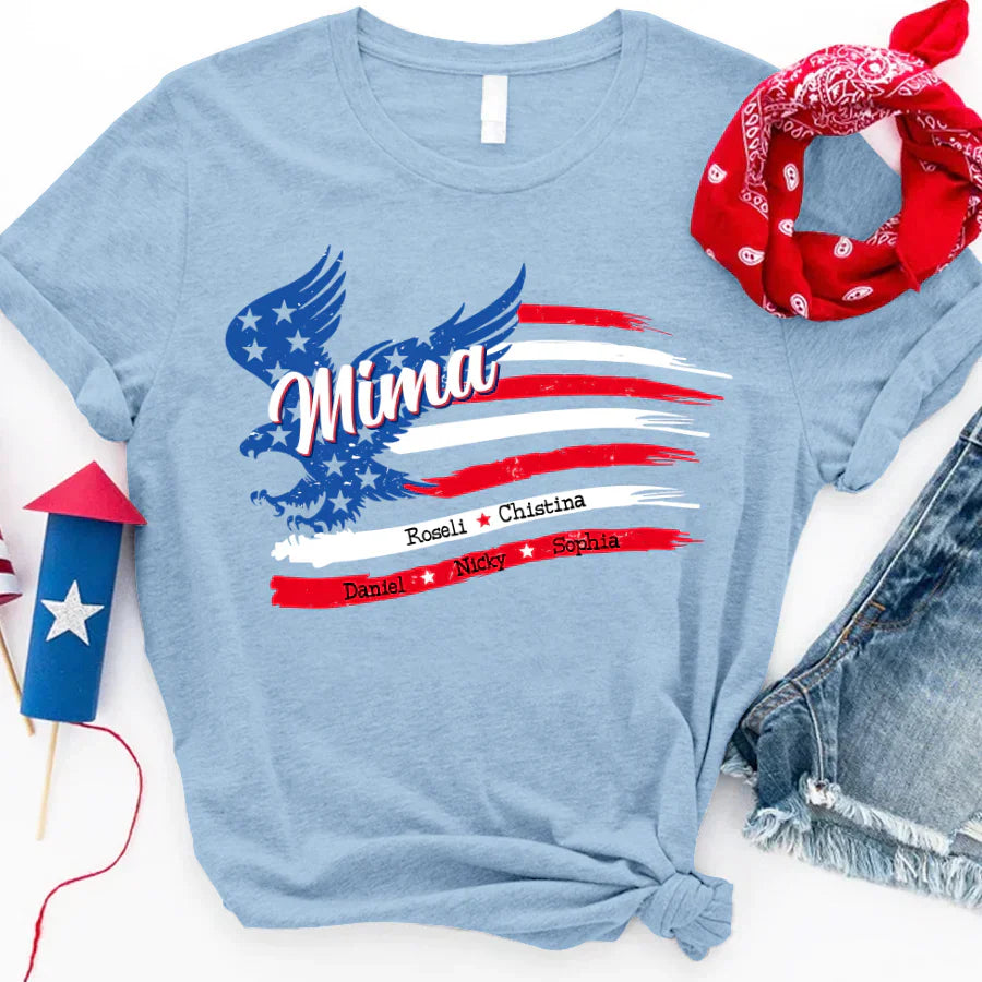 Mima With Grandkids Names 4th Of July CTL94 T-Shirt