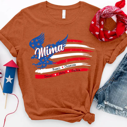 Mima With Grandkids Names 4th Of July CTL94 T-Shirt