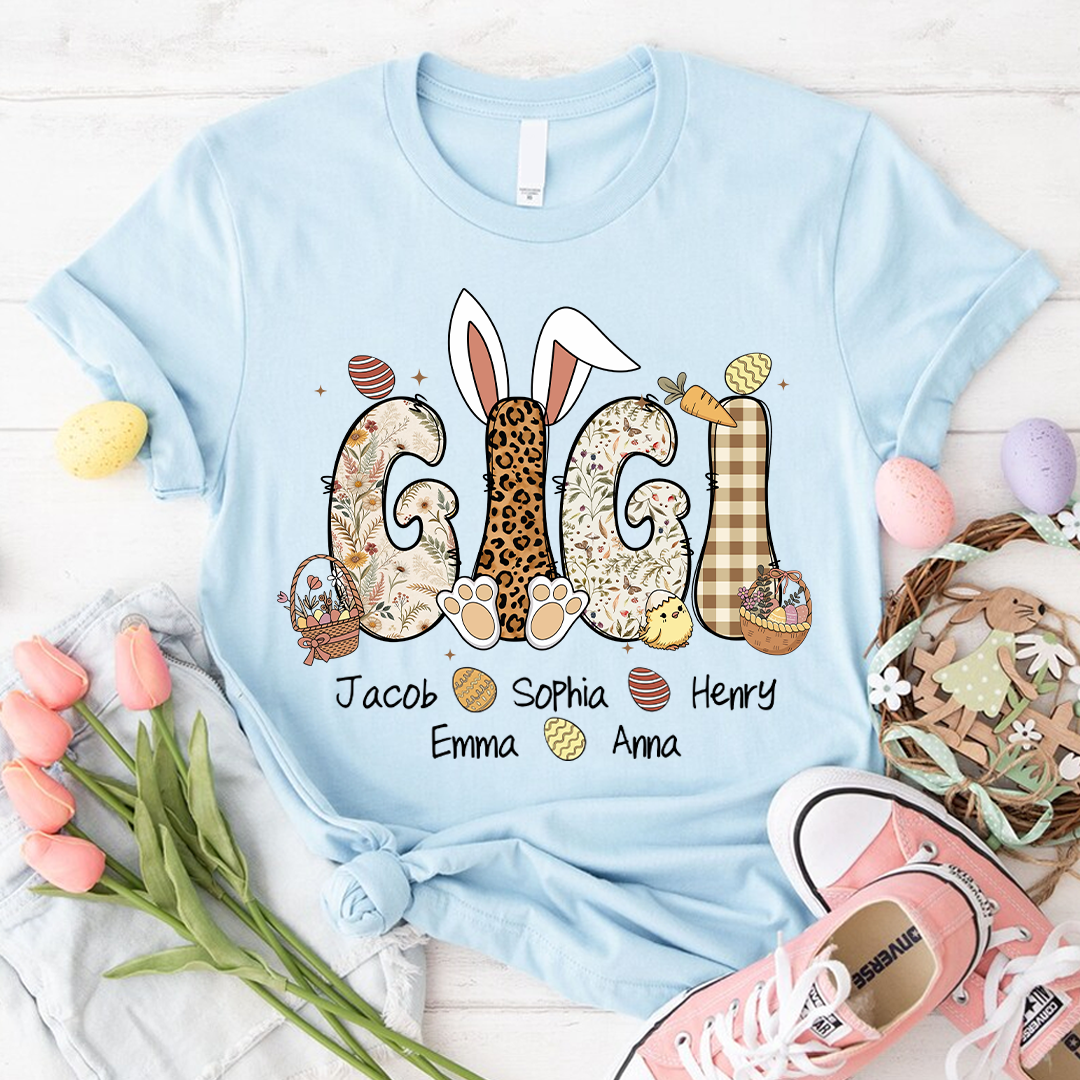 Mimi Bunny Personazed Mimi Nana Gigi And Grandkids Easter Day Gift T-shirt