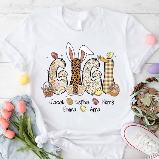 Mimi Bunny Personazed Mimi Nana Gigi And Grandkids Easter Day Gift T-shirt