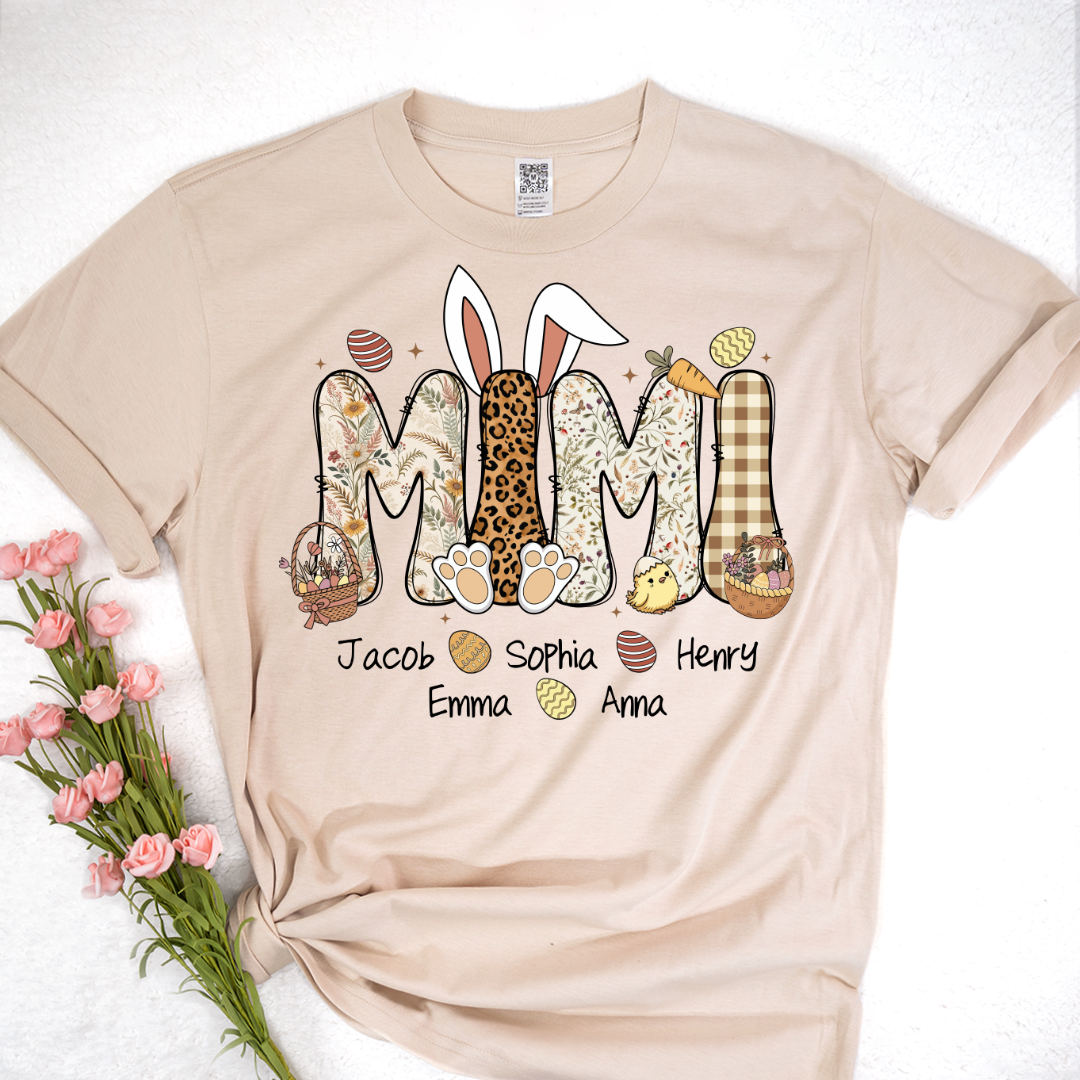 Mimi Bunny Personazed Mimi Nana Gigi And Grandkids Easter Day Gift T-shirt