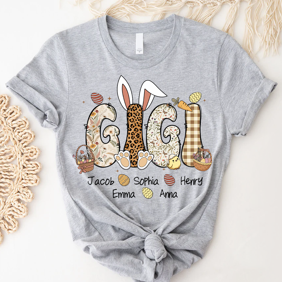 Mimi Bunny Personazed Mimi Nana Gigi And Grandkids Easter Day Gift T-shirt