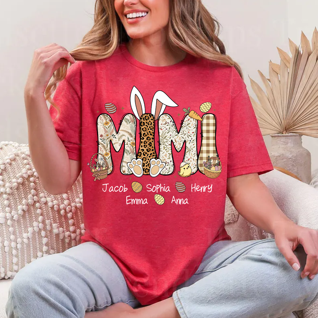 Mimi Bunny Personazed Mimi Nana Gigi And Grandkids Easter Day Gift T-shirt