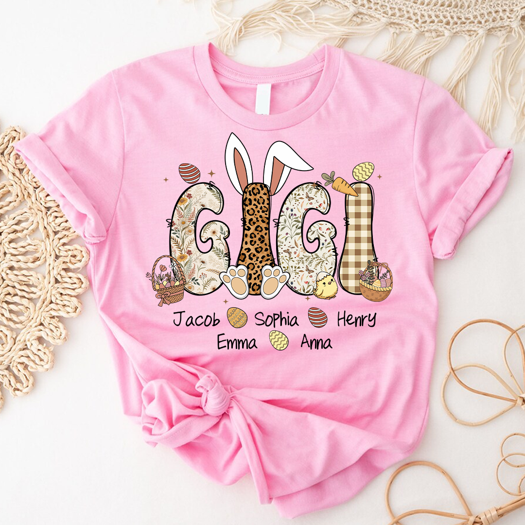 Mimi Bunny Personazed Mimi Nana Gigi And Grandkids Easter Day Gift T-shirt