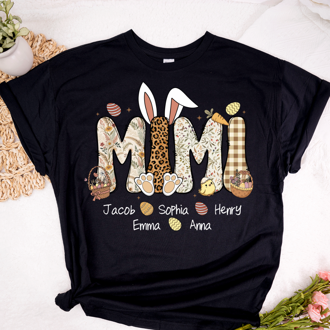 Mimi Bunny Personazed Mimi Nana Gigi And Grandkids Easter Day Gift T-shirt