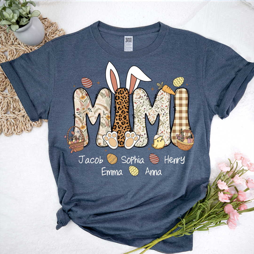 Mimi Bunny Personazed Mimi Nana Gigi And Grandkids Easter Day Gift T-shirt