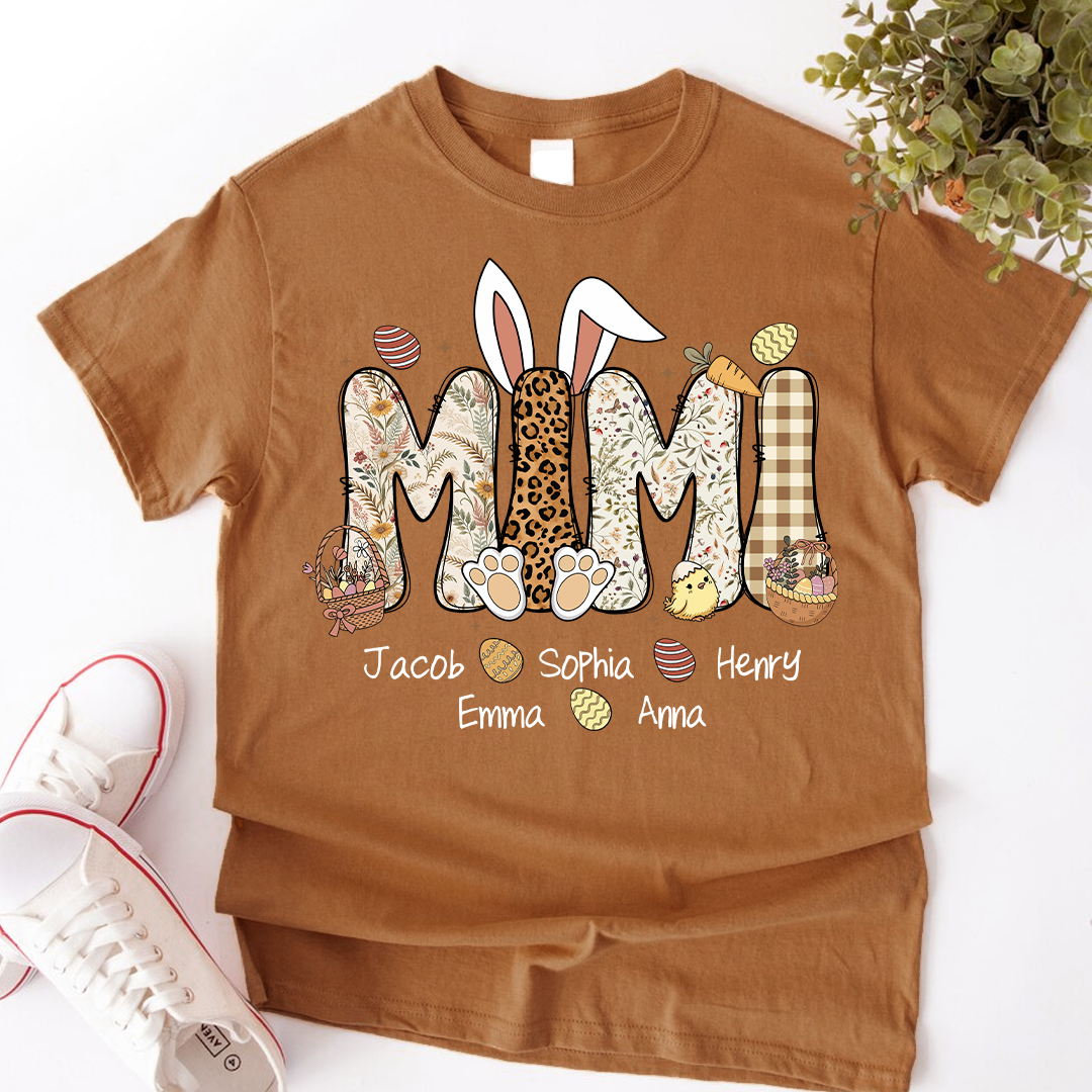Mimi Bunny Personazed Mimi Nana Gigi And Grandkids Easter Day Gift T-shirt