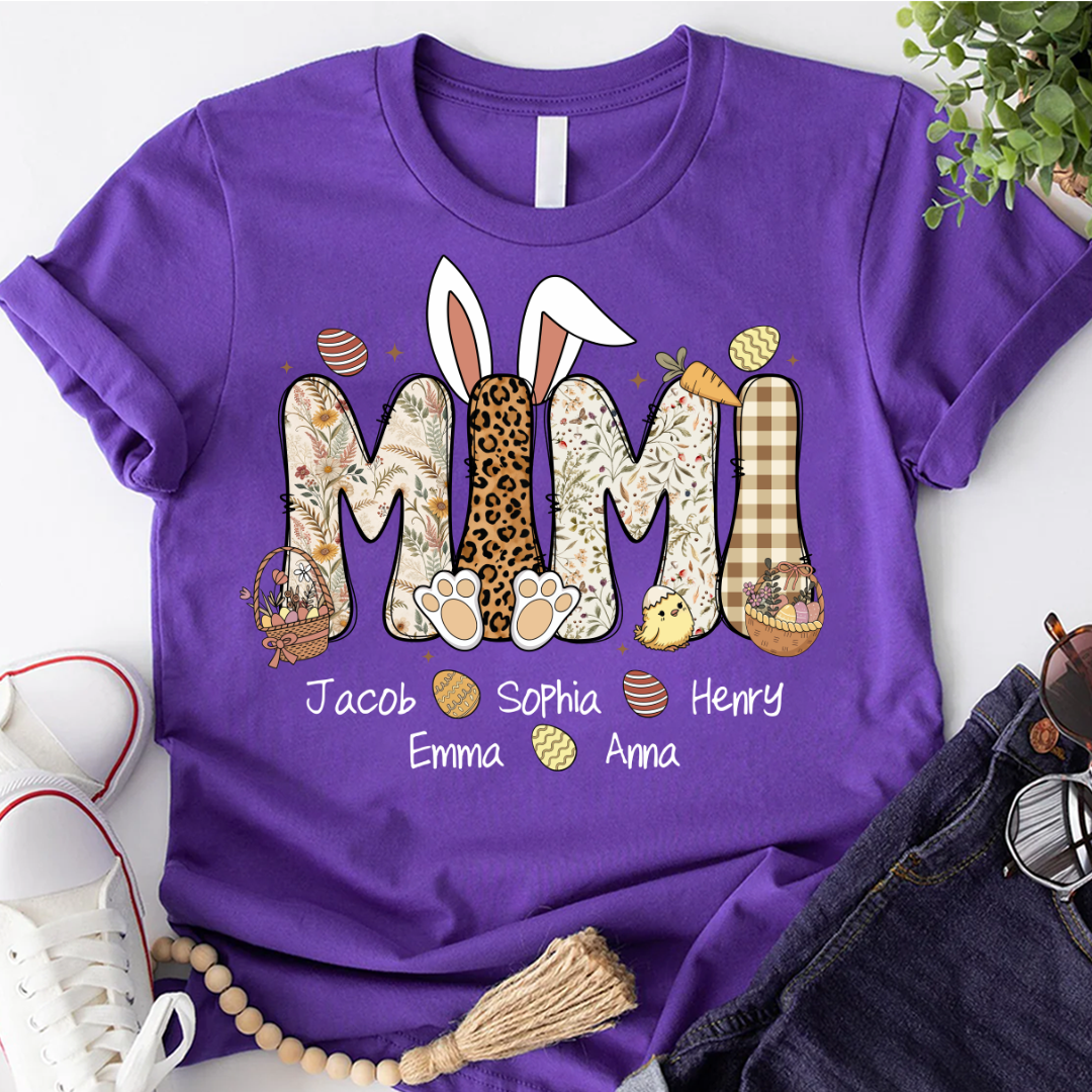 Mimi Bunny Personazed Mimi Nana Gigi And Grandkids Easter Day Gift T-shirt