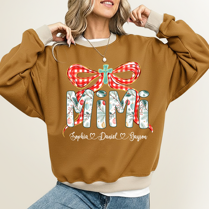 Mimi Christmas Bow, Personalized Mimi and Grankids Shirt