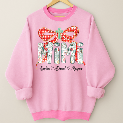 Mimi Christmas Bow, Personalized Mimi and Grankids Shirt