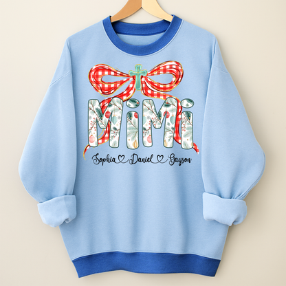 Mimi Christmas Bow, Personalized Mimi and Grankids Shirt