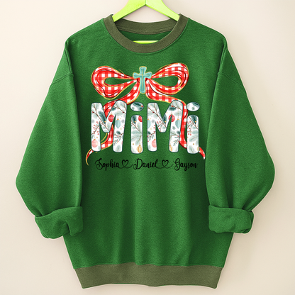 Mimi Christmas Bow, Personalized Mimi and Grankids Shirt