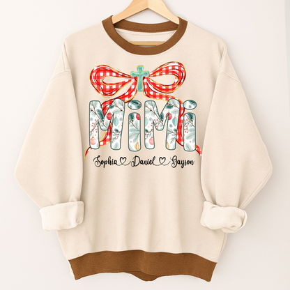 Mimi Christmas Bow, Personalized Mimi and Grankids Shirt