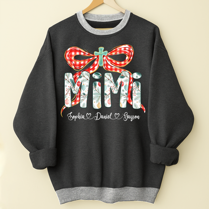 Mimi Christmas Bow, Personalized Mimi and Grankids Shirt