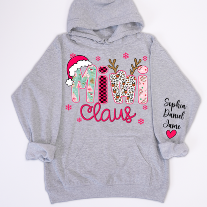 Mimi Claus Personalized Mimi Nana Grandma and Grandkids Christmas Gift Shirt