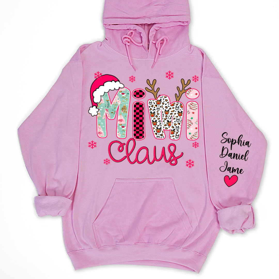 Mimi Claus Personalized Mimi Nana Grandma and Grandkids Christmas Gift Shirt