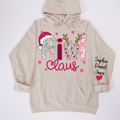 Mimi Claus Personalized Mimi Nana Grandma and Grandkids Christmas Gift Shirt
