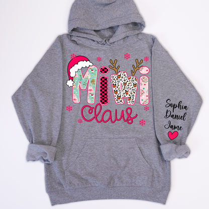 Mimi Claus Personalized Mimi Nana Grandma and Grandkids Christmas Gift Shirt