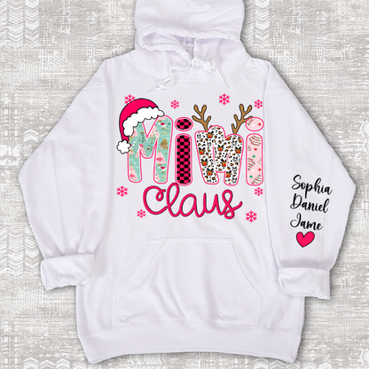 Mimi Claus Personalized Mimi Nana Grandma and Grandkids Christmas Gift Shirt