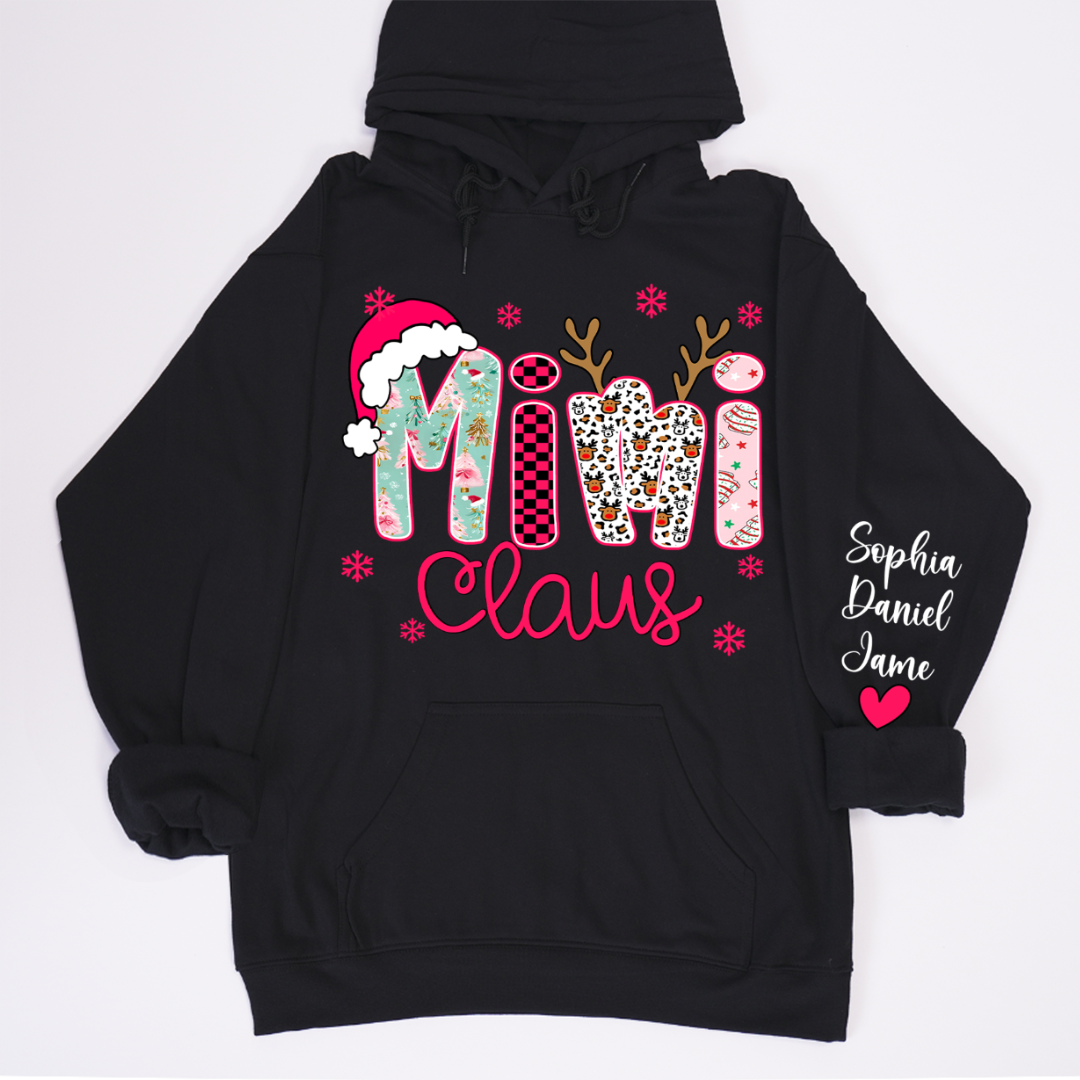 Mimi Claus Personalized Mimi Nana Grandma and Grandkids Christmas Gift Shirt