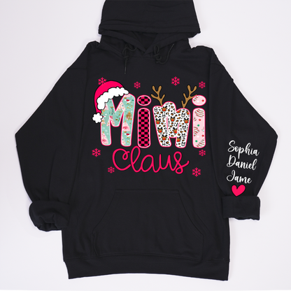 Mimi Claus Personalized Mimi Nana Grandma and Grandkids Christmas Gift Shirt