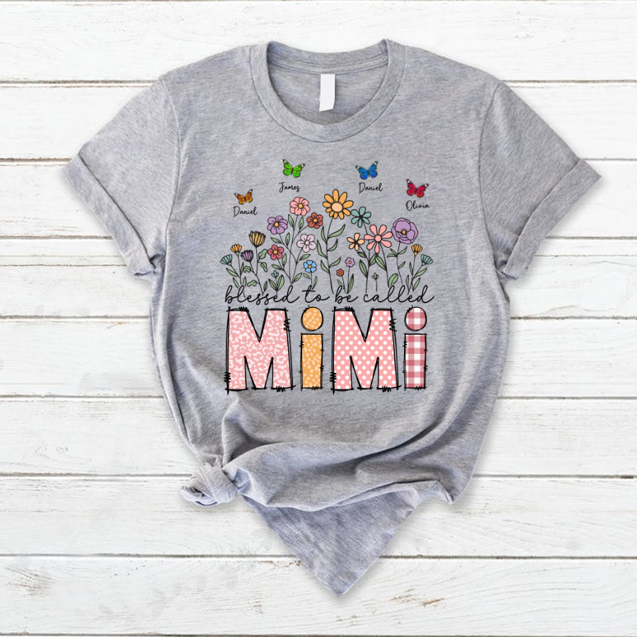 Mimi Floral And Butterfly Custom Mimi And Grandkids Gift For Mothers Day