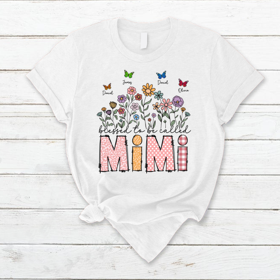 Mimi Floral And Butterfly Custom Mimi And Grandkids Gift For Mothers Day