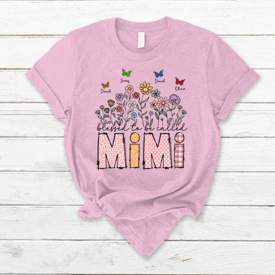 Mimi Floral And Butterfly Custom Mimi And Grandkids Gift For Mothers Day