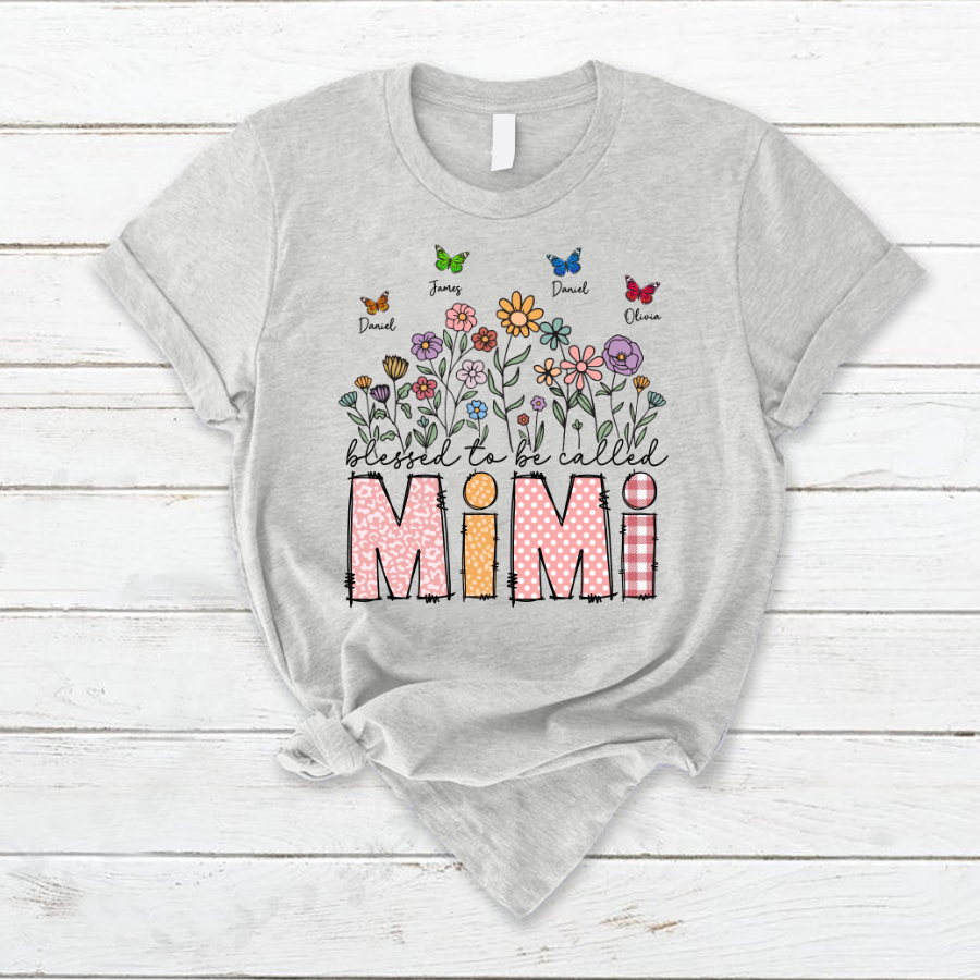 Mimi Floral And Butterfly Custom Mimi And Grandkids Gift For Mothers Day