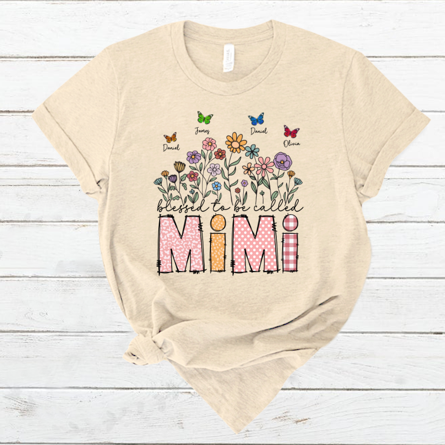 Mimi Floral And Butterfly Custom Mimi And Grandkids Gift For Mothers Day