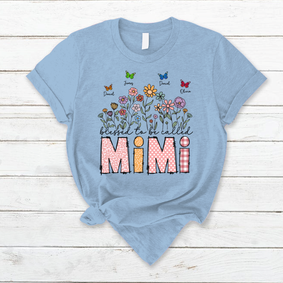 Mimi Floral And Butterfly Custom Mimi And Grandkids Gift For Mothers Day
