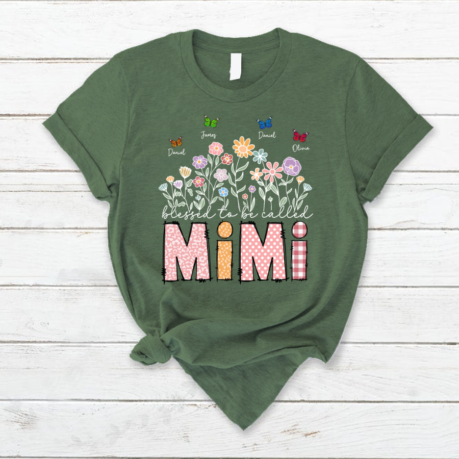 Mimi Floral And Butterfly Custom Mimi And Grandkids Gift For Mothers Day