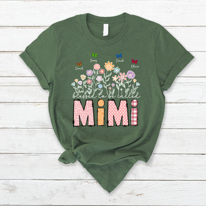 Mimi Floral And Butterfly Custom Mimi And Grandkids Gift For Mothers Day