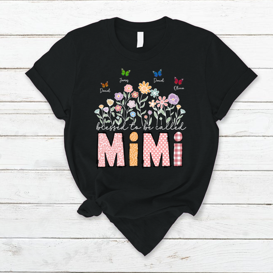 Mimi Floral And Butterfly Custom Mimi And Grandkids Gift For Mothers Day
