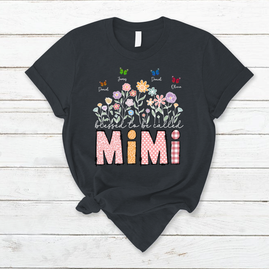 Mimi Floral And Butterfly Custom Mimi And Grandkids Gift For Mothers Day