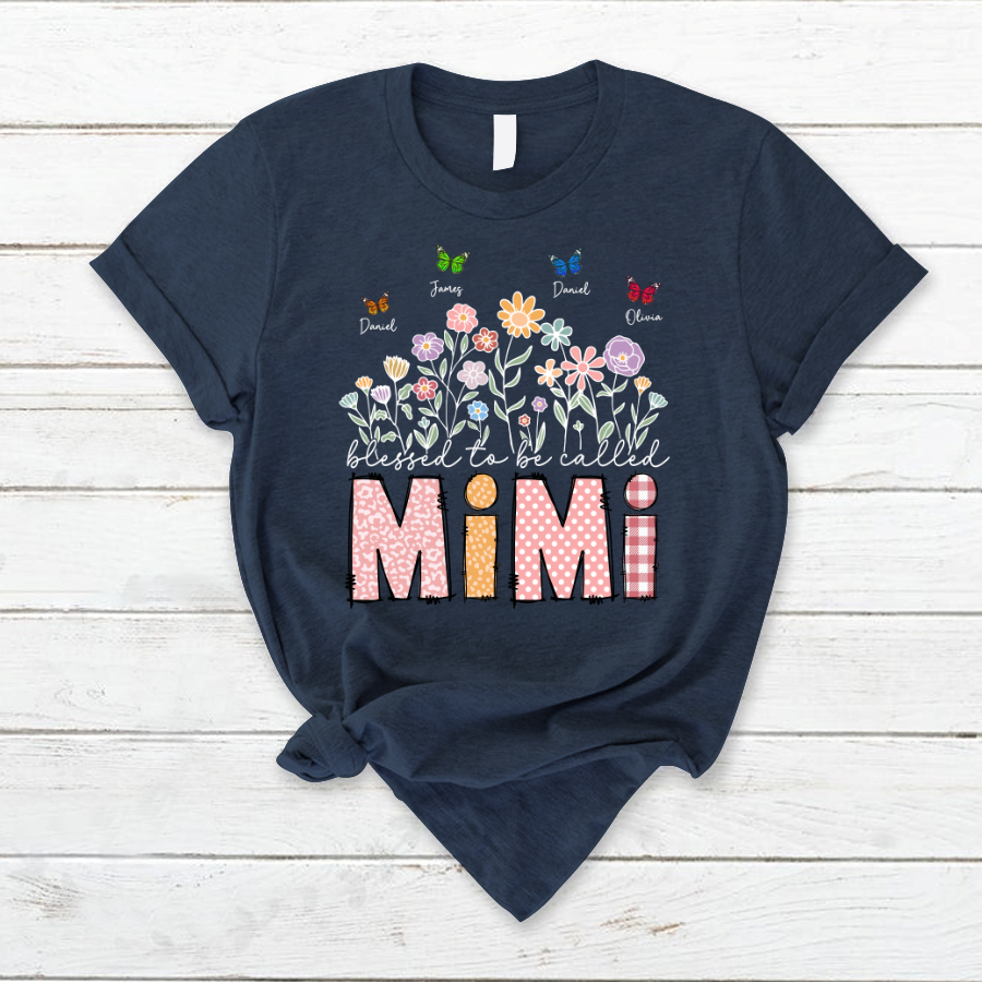 Mimi Floral And Butterfly Custom Mimi And Grandkids Gift For Mothers Day