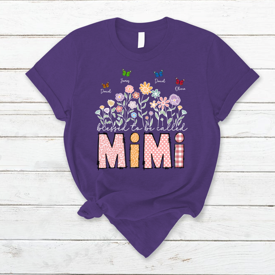 Mimi Floral And Butterfly Custom Mimi And Grandkids Gift For Mothers Day