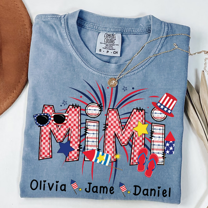 Mimi Patriotic 4th of July Custom Mimi And Grandkids Shirt