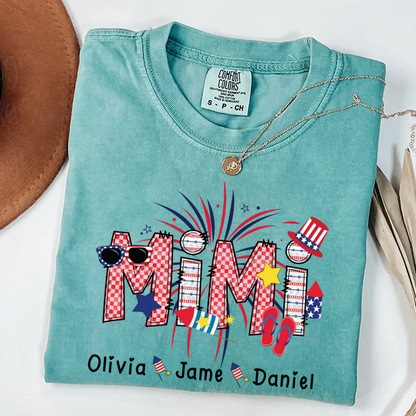 Mimi Patriotic 4th of July Custom Mimi And Grandkids Shirt