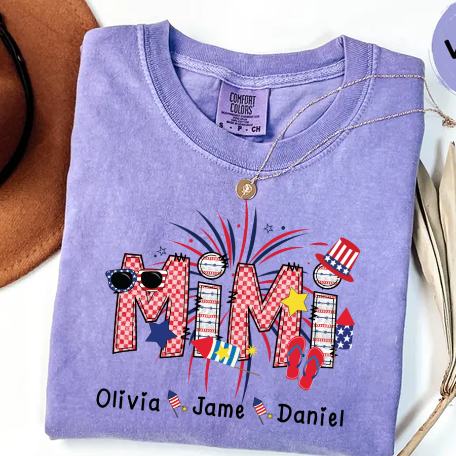 Mimi Patriotic 4th of July Custom Mimi And Grandkids Shirt