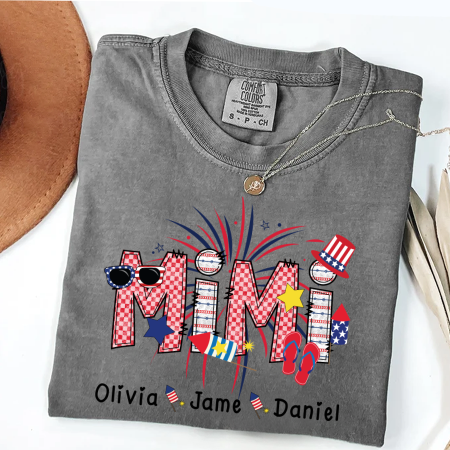 Mimi Patriotic 4th of July Custom Mimi And Grandkids Shirt