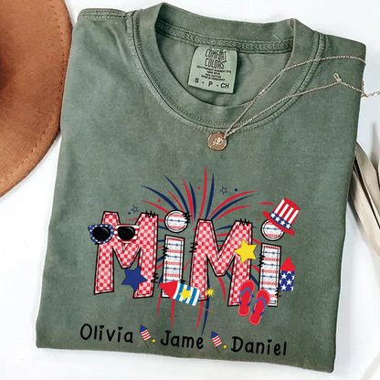 Mimi Patriotic 4th of July Custom Mimi And Grandkids Shirt