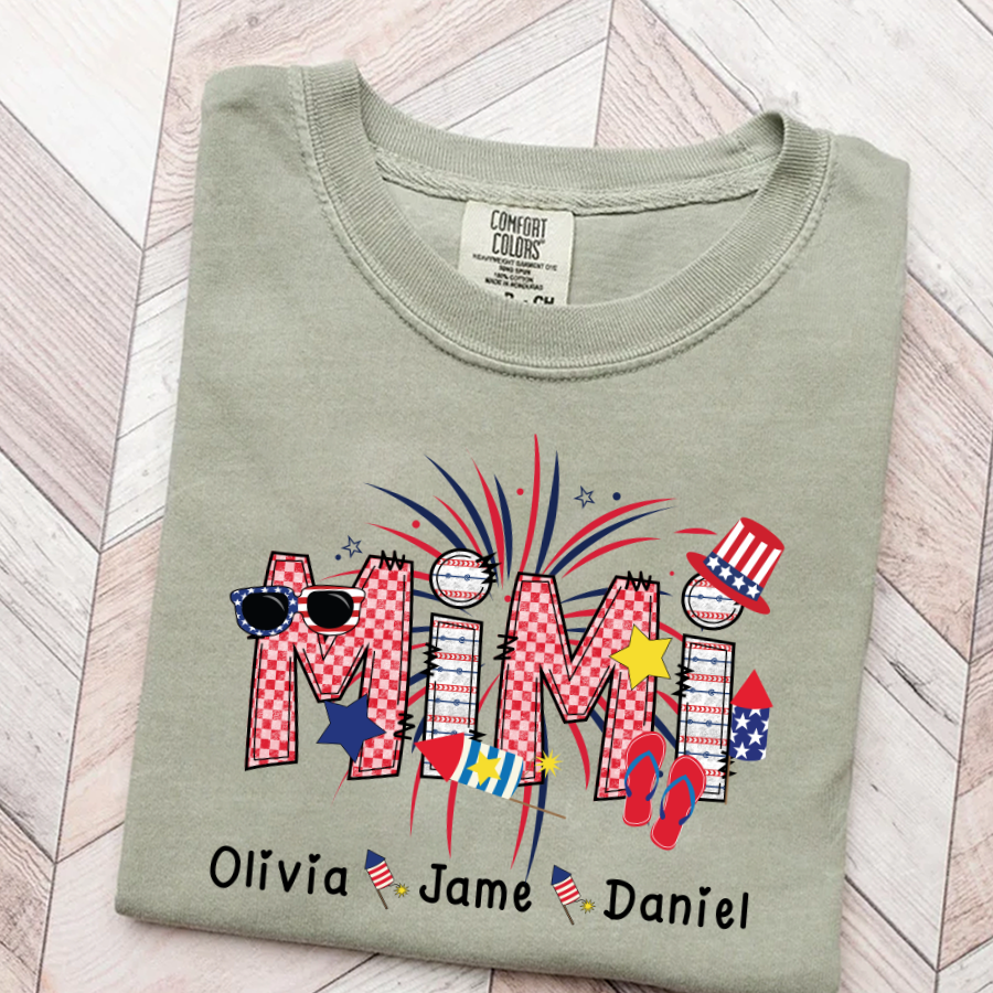 Mimi Patriotic 4th of July Custom Mimi And Grandkids Shirt