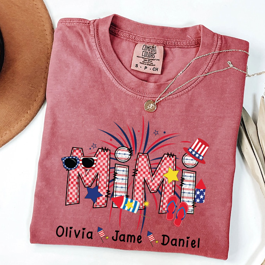 Mimi Patriotic 4th of July Custom Mimi And Grandkids Shirt
