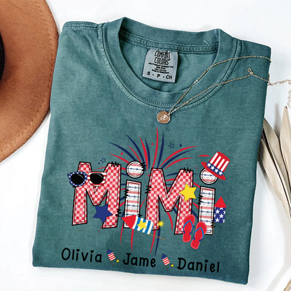Mimi Patriotic 4th of July Custom Mimi And Grandkids Shirt