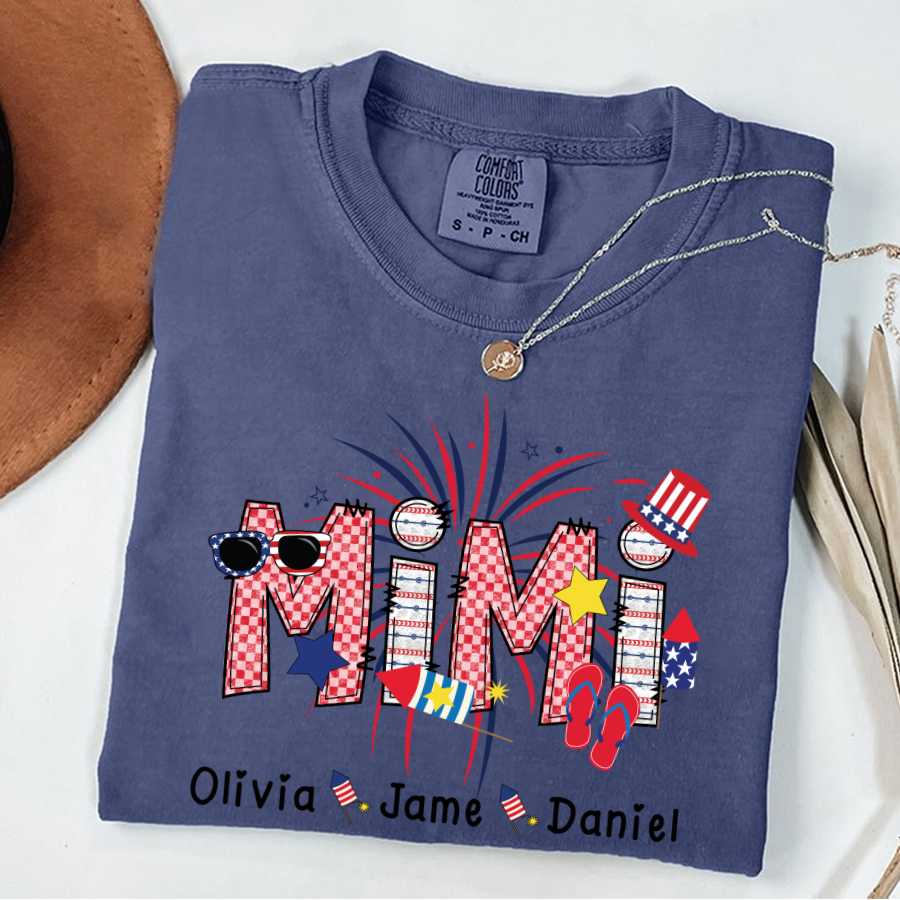 Mimi Patriotic 4th of July Custom Mimi And Grandkids Shirt